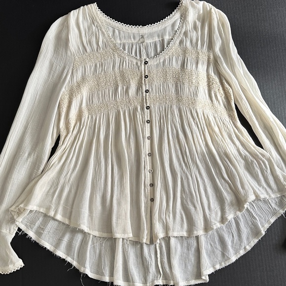 Free People Blue Bird Smocked Top - Picture 2 of 12